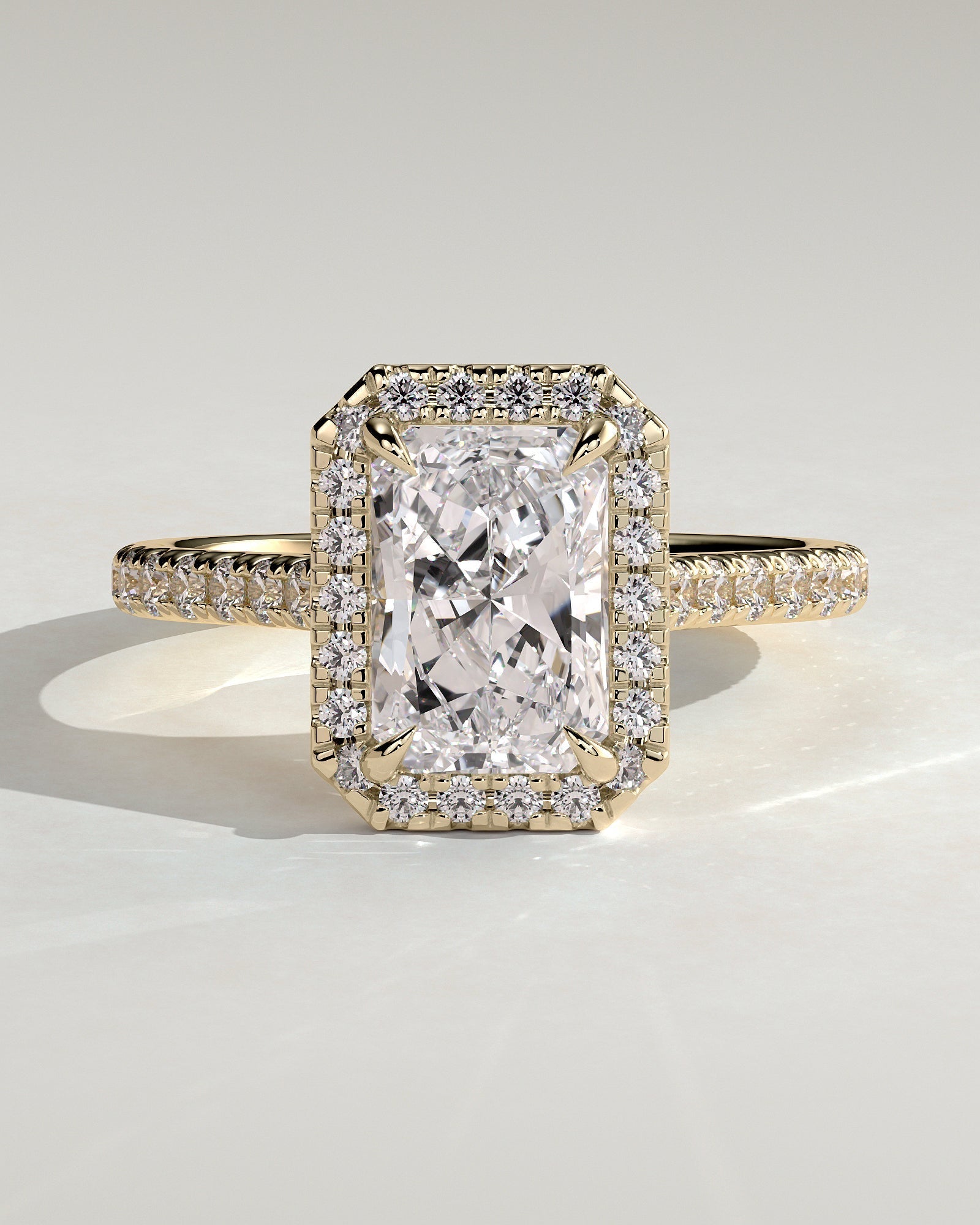 Round Halo, Pave & Split Shank Engagement Ring – 1.93 CT Lab Grown Diamond